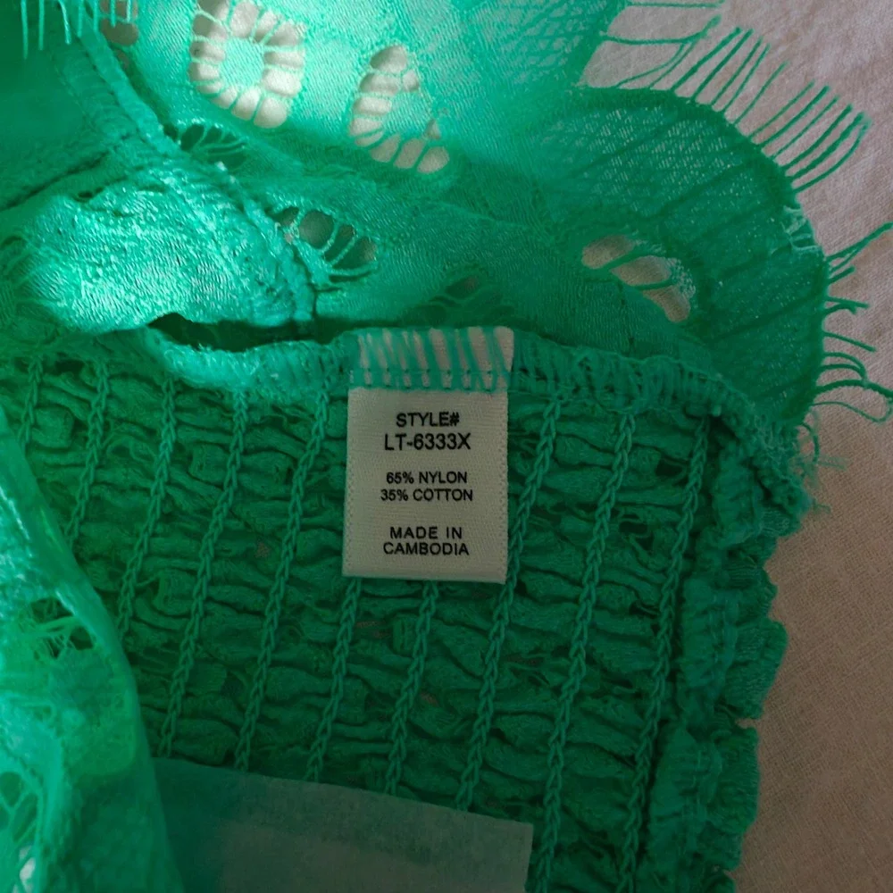 Zenana‎ Floral Lace Bralette Mint Longline Removable Pads boho 3X plus size